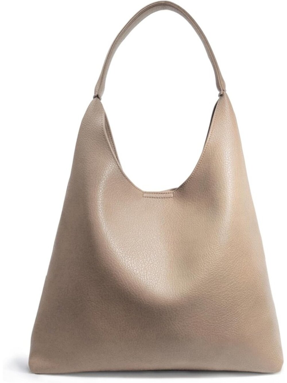 Women's Nude Soft Vegan Leather Hobo Shoulder Bag Slouchy Tote Purse